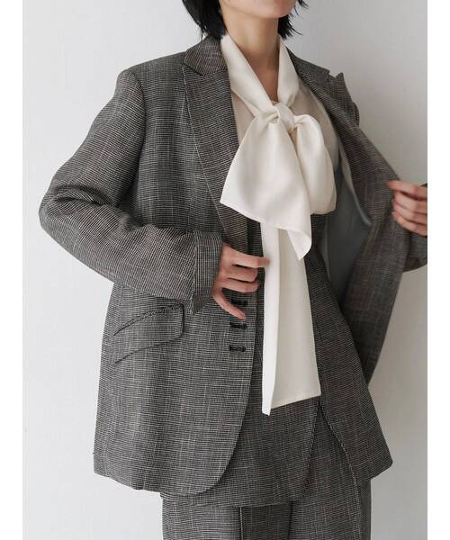 TONAL(トーナル)の「カラミシングルジャケット(テーラードジャケット・レディース・ブラック/オフホワイト/グレー・SMALL/MEDIUM)」の12枚目の写真