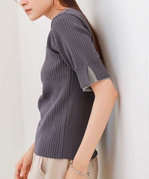 Bab(バブ)の「前後2WAYホールデザインニットトップス(Tシャツ/カットソー・レディース・アイボリー/チャコールグレー/ブラウン/レッド・FREE)」の19枚目の写真