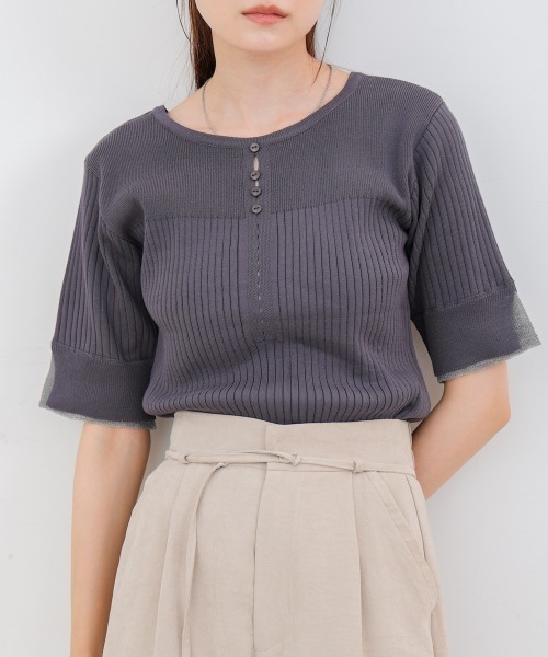 Bab(バブ)の「前後2WAYホールデザインニットトップス(Tシャツ/カットソー・レディース・アイボリー/チャコールグレー/ブラウン/レッド・FREE)」の22枚目の写真