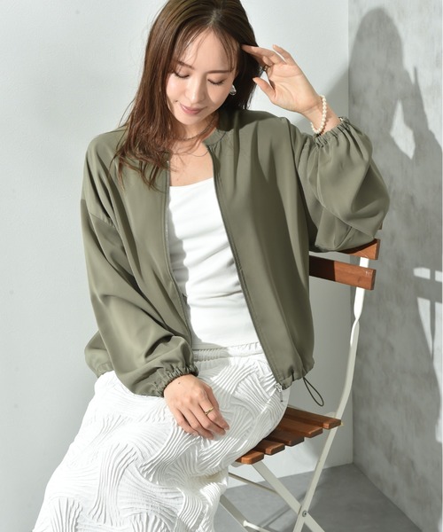 INTERPLANET(インタープラネット)の「【撥水・UV加工】ダブルクロスノーカラーブルゾン(ブルゾン・レディース・ライトグレー/ブラック/カーキ・FREE)」の19枚目の写真