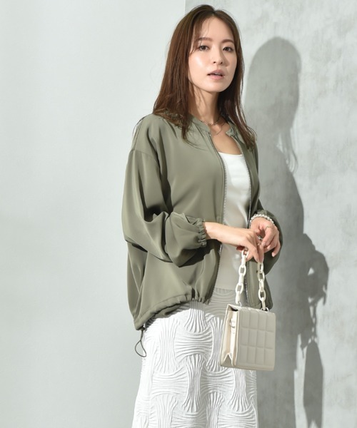 INTERPLANET(インタープラネット)の「【撥水・UV加工】ダブルクロスノーカラーブルゾン(ブルゾン・レディース・ライトグレー/ブラック/カーキ・FREE)」の21枚目の写真