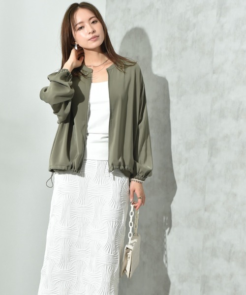 INTERPLANET(インタープラネット)の「【撥水・UV加工】ダブルクロスノーカラーブルゾン(ブルゾン・レディース・ライトグレー/ブラック/カーキ・FREE)」の22枚目の写真