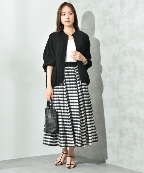 INTERPLANET(インタープラネット)の「【撥水・UV加工】ダブルクロスノーカラーブルゾン(ブルゾン・レディース・ライトグレー/ブラック/カーキ・FREE)」の6枚目の写真