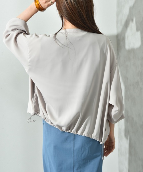 INTERPLANET(インタープラネット)の「【撥水・UV加工】ダブルクロスノーカラーブルゾン(ブルゾン・レディース・ライトグレー/ブラック/カーキ・FREE)」の9枚目の写真