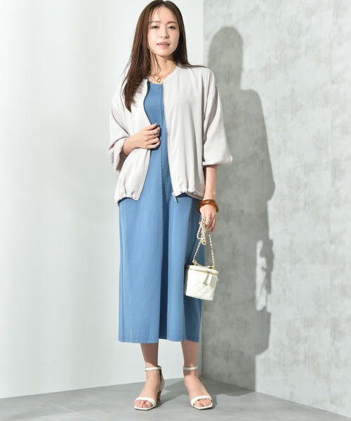 INTERPLANET(インタープラネット)の「【撥水・UV加工】ダブルクロスノーカラーブルゾン(ブルゾン・レディース・ライトグレー/ブラック/カーキ・FREE)」の11枚目の写真