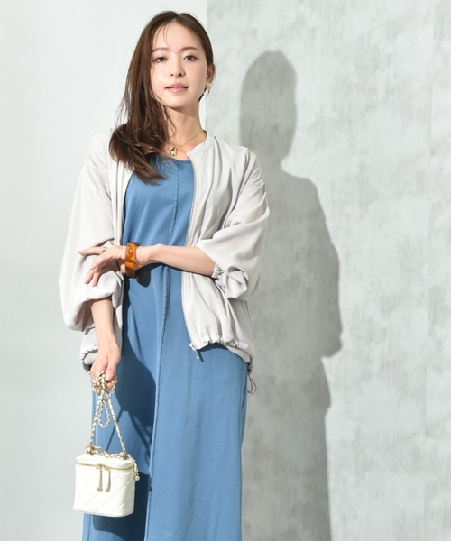 INTERPLANET(インタープラネット)の「【撥水・UV加工】ダブルクロスノーカラーブルゾン(ブルゾン・レディース・ライトグレー/ブラック/カーキ・FREE)」の12枚目の写真