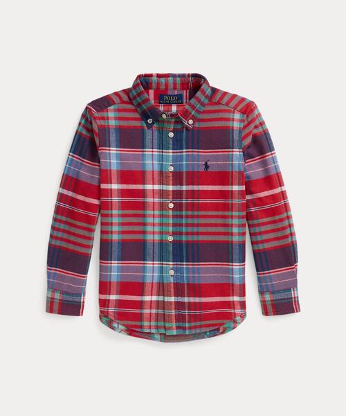 POLO RALPH LAUREN CHILDRENSWEAR(ポロ ラルフ ローレン チルドレンズウェア)の「チェック ブラッシュド コットン オックスフォード シャツ(シャツ/ブラウス・キッズ・レッド・6/3/4/7)」の1枚目の写真