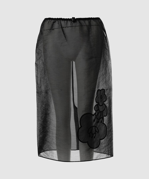 CECILIE BAHNSEN(セシリー バンセン)の「MIDI SKIRT WITH WAIST DRAWSTRING AND EMBROIDERY(スカート・レディース・ブラック・6/8)」の1枚目の写真