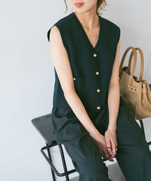 美品　スピックアンドスパン ベスト 大きめ 黒 Ｖカット ジレ ウール　ロング Vis/Li ジレ（ベスト）｜Spick and Span（スピック＆スパン）の