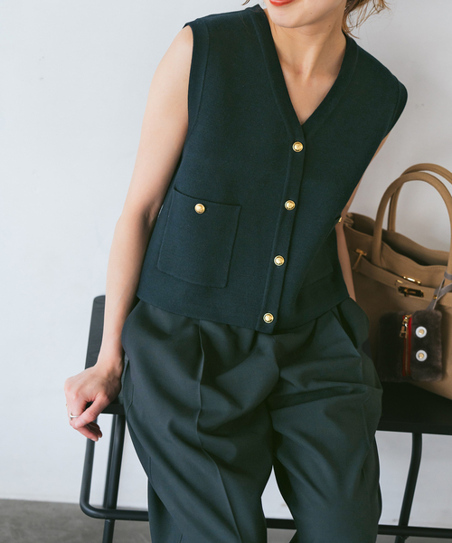 バルキーヤーンミラノリブニットベスト