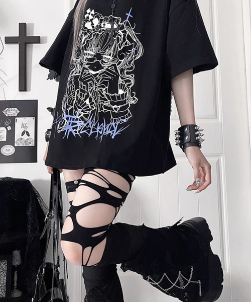 tシャツ A'GEM/9 × .kom 「TricuspidC/トライカスピッドシー」 †メンヘラエンジェルサスペンダー半袖Tシャツ† レディース A'GEM/9 × .kom 『TricuspidC/トライカスピッドシー』バック