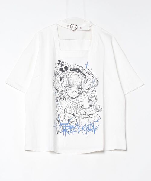 NOVESSEL(ノベセル)の「『TricuspidC/トライカスピッドシー』バックレースアッププリントTシャツ(Tシャツ/カットソー・レディース・ホワイト/ブラック・S)」の16枚目の写真