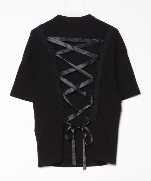 NOVESSEL(ノベセル)の「『TricuspidC/トライカスピッドシー』バックレースアッププリントTシャツ(Tシャツ/カットソー・レディース・ホワイト/ブラック・S)」の18枚目の写真