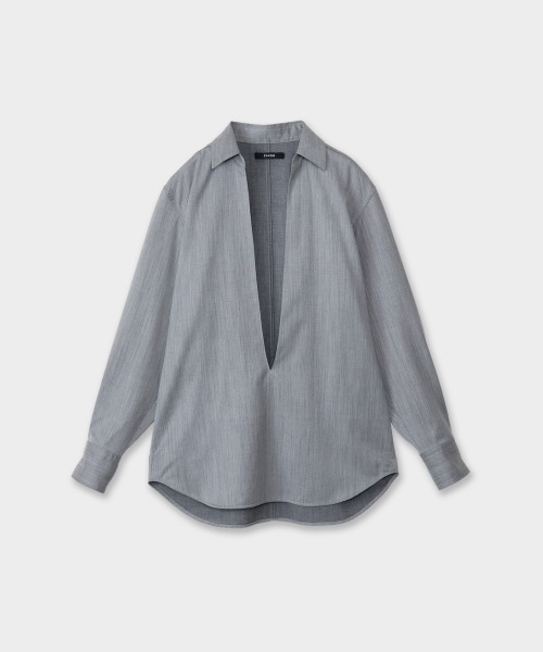 CINOH（チノ）の「サマーウールプルオーバーシャツ（シャツ/ブラウス・メンズ・グレー・38/46/44）」の2枚目の写真