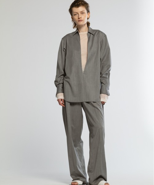 CINOH（チノ）の「サマーウールプルオーバーシャツ（シャツ/ブラウス・メンズ・グレー・38/46/44）」の5枚目の写真