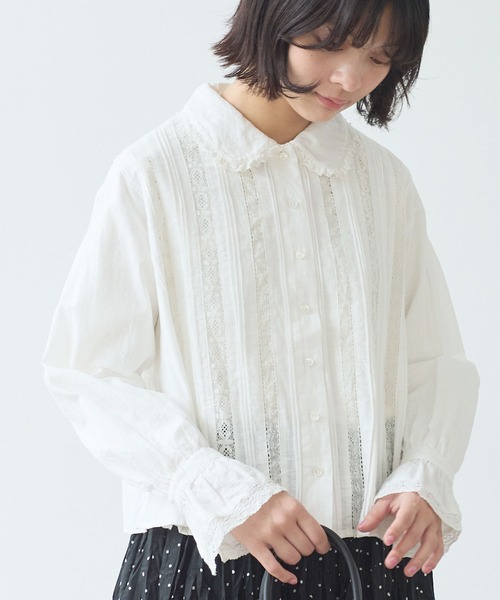 bulle de savon(ビュルデサボン)の「lace patchwork ブラウス(シャツ/ブラウス・レディース・ホワイト/ブラック・FREE)」の2枚目の写真