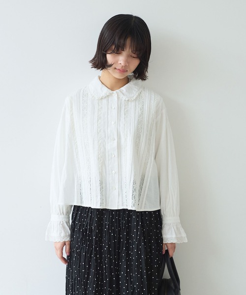 bulle de savon(ビュルデサボン)の「lace patchwork ブラウス(シャツ/ブラウス・レディース・ホワイト/ブラック・FREE)」の8枚目の写真