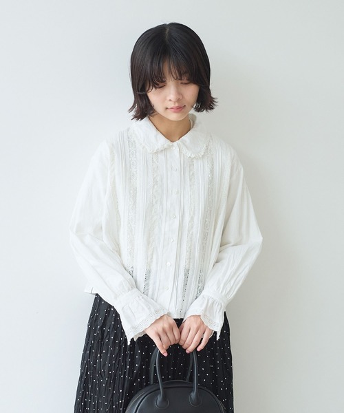 bulle de savon(ビュルデサボン)の「lace patchwork ブラウス(シャツ/ブラウス・レディース・ホワイト/ブラック・FREE)」の3枚目の写真