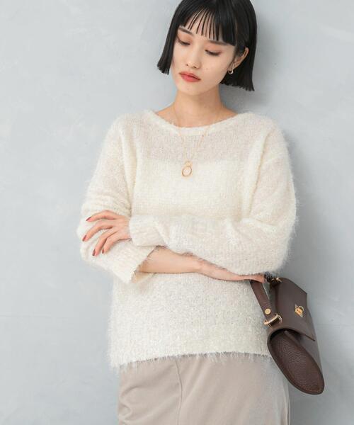 URBAN RESEARCH ROSSO WOMEN（アーバンリサーチ　ロッソ）の「ラメシャギーニットプルオーバー（ニット/セーター・レディース・イエロー/オフホワイト/チャコールグレー・FREE）」の5枚目の写真