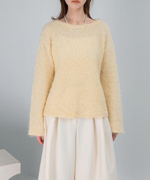 URBAN RESEARCH ROSSO WOMEN（アーバンリサーチ　ロッソ）の「ラメシャギーニットプルオーバー（ニット/セーター・レディース・イエロー/オフホワイト/チャコールグレー・FREE）」の13枚目の写真