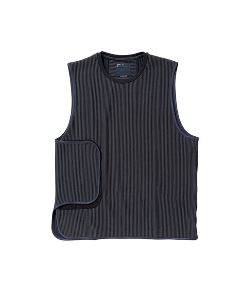 meanswhile(ミーンズワイル)の「Uneven Fabric Conditioning Vest(ベスト・メンズ・ネイビー/オフホワイト・4(XL)/3(L)/2(M))」の8枚目の写真