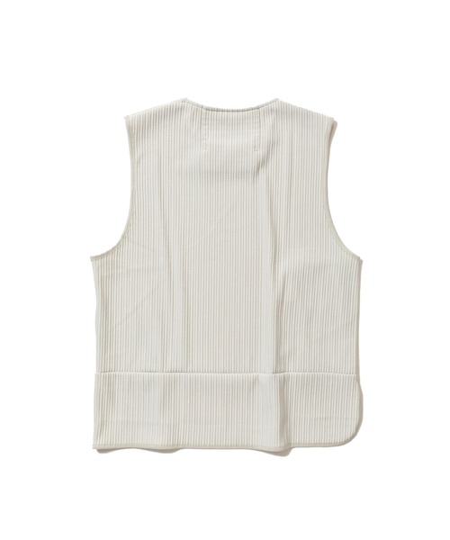 meanswhile(ミーンズワイル)の「Uneven Fabric Conditioning Vest(ベスト・メンズ・ネイビー/オフホワイト・4(XL)/3(L)/2(M))」の4枚目の写真