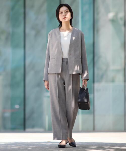 THE SHOP TK （ザ ショップ ティーケー ）の「ビジネスセミワイドパンツ【セットアップ可/洗濯機OK】/CAVIANシリーズ（その他パンツ・レディース・スミクロ/チャコールグレー・13/12）」の7枚目の写真