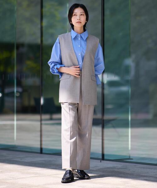 THE SHOP TK （ザ ショップ ティーケー ）の「ビジネスセミワイドパンツ【セットアップ可/洗濯機OK】/CAVIANシリーズ（その他パンツ・レディース・スミクロ/チャコールグレー・13/12）」の10枚目の写真