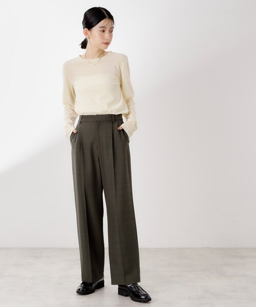 THE SHOP TK （ザ ショップ ティーケー ）の「ビジネスセミワイドパンツ【セットアップ可/洗濯機OK】/CAVIANシリーズ（その他パンツ・レディース・スミクロ/チャコールグレー・13/12）」の17枚目の写真