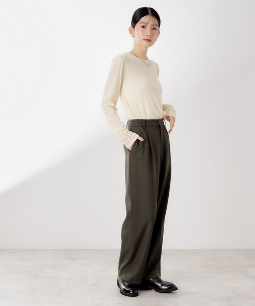 THE SHOP TK （ザ ショップ ティーケー ）の「ビジネスセミワイドパンツ【セットアップ可/洗濯機OK】/CAVIANシリーズ（その他パンツ・レディース・スミクロ/チャコールグレー・13/12）」の18枚目の写真