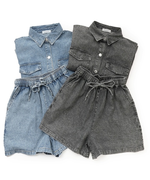 LOVETOXIC（ラブトキシック）の「デニムシャツセットアップ（セットアップ・キッズ・ブラック/ブルー・M:150cm/S:140cm/L:160cm/130cm）」の8枚目の写真