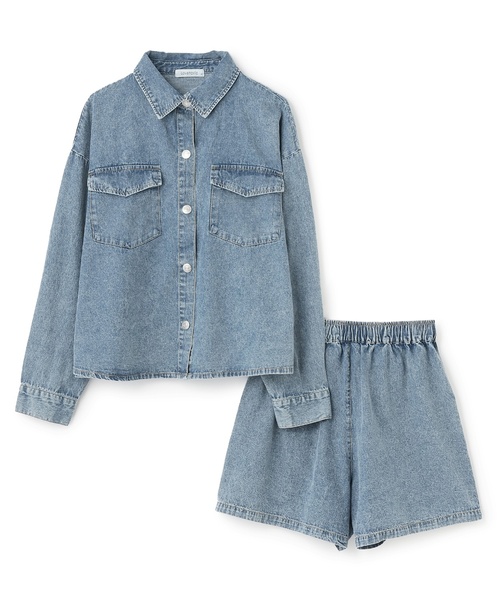 LOVETOXIC（ラブトキシック）の「デニムシャツセットアップ（セットアップ・キッズ・ブラック/ブルー・M:150cm/S:140cm/L:160cm/130cm）」の12枚目の写真