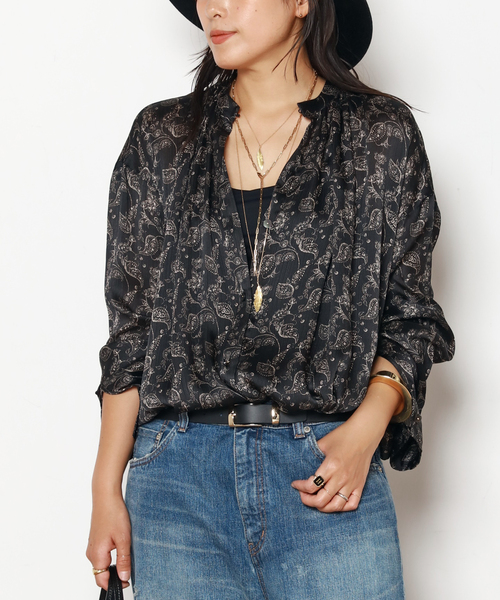 COUTURE D'ADAM】Stand Collar Botanical Paisley Blouse（シャツ
