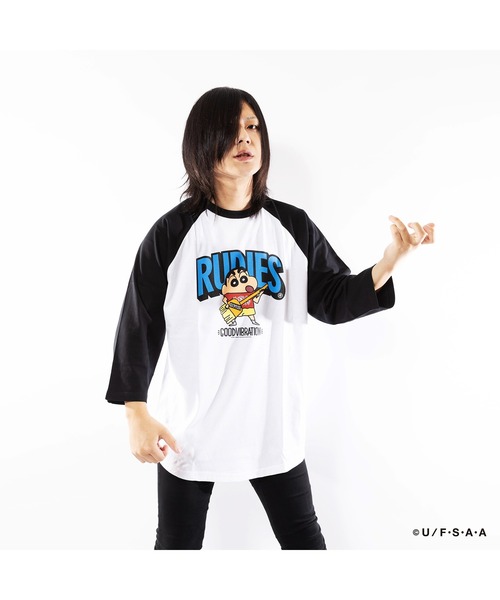 RUDIE'S(ルーディーズ)の「RUDIE'SxCRAYON SHINCHAN GUITAR RAGLANTEE/ルーディーズ×クレヨンしんちゃん ギターラグランTシャツ(Tシャツ/カットソー・メンズ・ホワイト×ネイビー/ホワイト×ブラック・XL/L/M/S)」の12枚目の写真