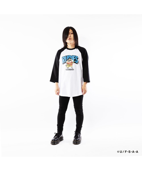 RUDIE'S(ルーディーズ)の「RUDIE'SxCRAYON SHINCHAN GUITAR RAGLANTEE/ルーディーズ×クレヨンしんちゃん ギターラグランTシャツ(Tシャツ/カットソー・メンズ・ホワイト×ネイビー/ホワイト×ブラック・XL/L/M/S)」の15枚目の写真
