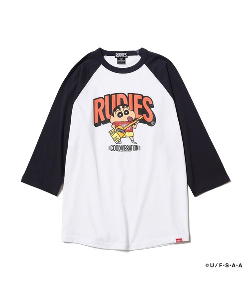 RUDIE'S(ルーディーズ)の「RUDIE'SxCRAYON SHINCHAN GUITAR RAGLANTEE/ルーディーズ×クレヨンしんちゃん ギターラグランTシャツ(Tシャツ/カットソー・メンズ・ホワイト×ネイビー/ホワイト×ブラック・XL/L/M/S)」の20枚目の写真