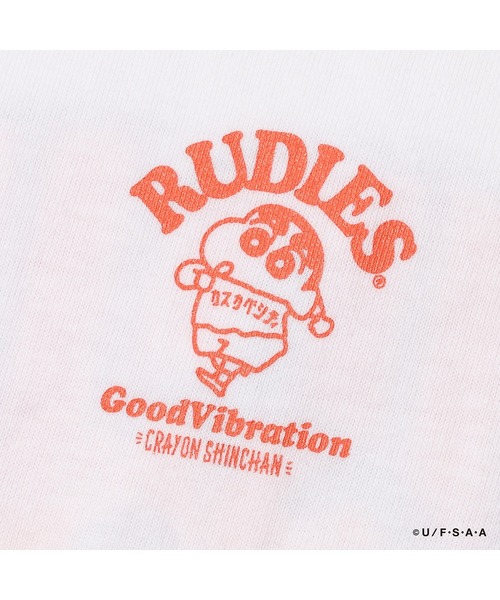 RUDIE'S(ルーディーズ)の「RUDIE'SxCRAYON SHINCHAN GUITAR RAGLANTEE/ルーディーズ×クレヨンしんちゃん ギターラグランTシャツ(Tシャツ/カットソー・メンズ・ホワイト×ネイビー/ホワイト×ブラック・XL/L/M/S)」の3枚目の写真
