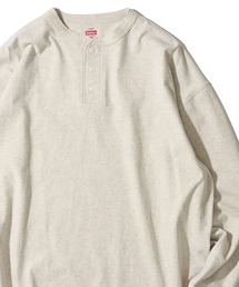 フミカウチダ コットンシルク ヘンリーネックカットソー　長袖　薄手　ベージュ フミカウチダ コットンシルク ヘンリーネックカットソー 長袖