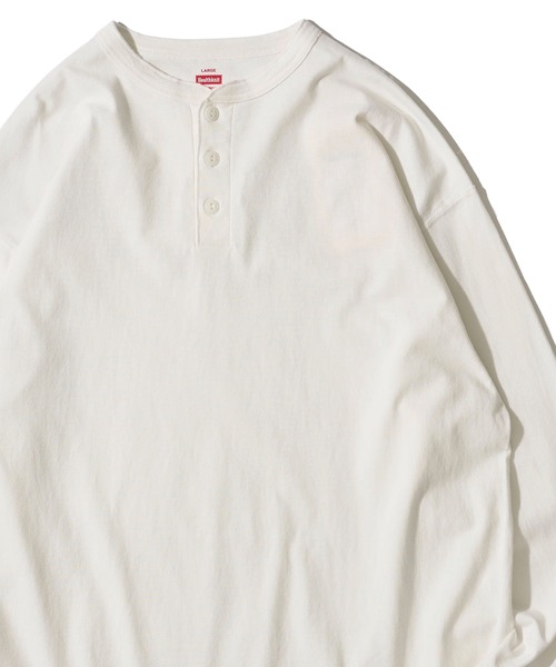 Healthknit（ヘルスニット）の「【Healthknit】Henlyneck L/S Tee / ヘンリーネック ロングスリーブTシャツ（Tシャツ/カットソー・メンズ・チャコールグレー/ヘザーグレー/ホワイト/オートミール・MEDIUM/LARGE/X-LARGE）」の2枚目の写真