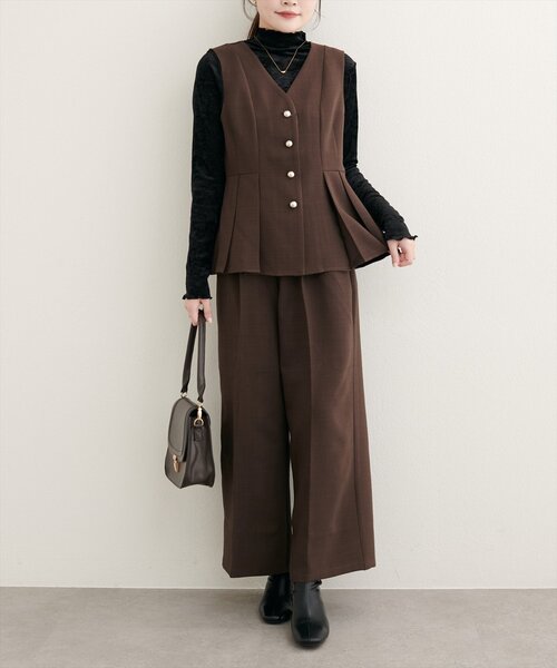 natural couture(ナチュラルクチュール)の「フロッキーメッシュボトルネックプルオーバー(Tシャツ/カットソー・レディース・ブラウン/ブルー/ブラック/アイボリー・FREE)」の8枚目の写真