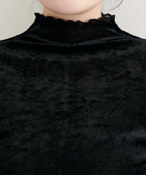 natural couture(ナチュラルクチュール)の「フロッキーメッシュボトルネックプルオーバー(Tシャツ/カットソー・レディース・ブラウン/ブルー/ブラック/アイボリー・FREE)」の11枚目の写真