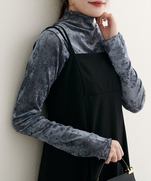 natural couture(ナチュラルクチュール)の「フロッキーメッシュボトルネックプルオーバー(Tシャツ/カットソー・レディース・ブラウン/ブルー/ブラック/アイボリー・FREE)」の14枚目の写真
