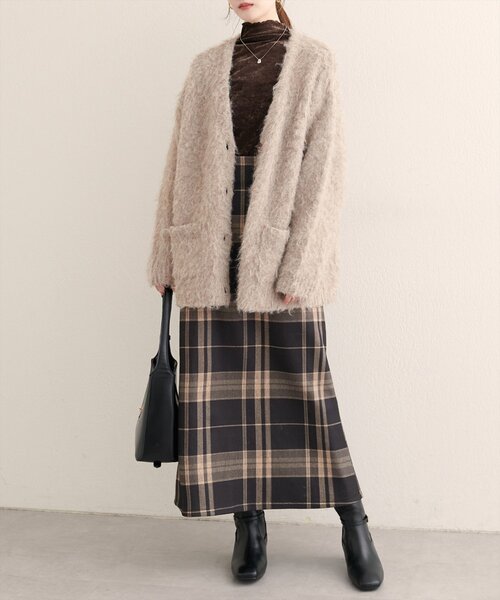 natural couture(ナチュラルクチュール)の「フロッキーメッシュボトルネックプルオーバー(Tシャツ/カットソー・レディース・ブラウン/ブルー/ブラック/アイボリー・FREE)」の7枚目の写真