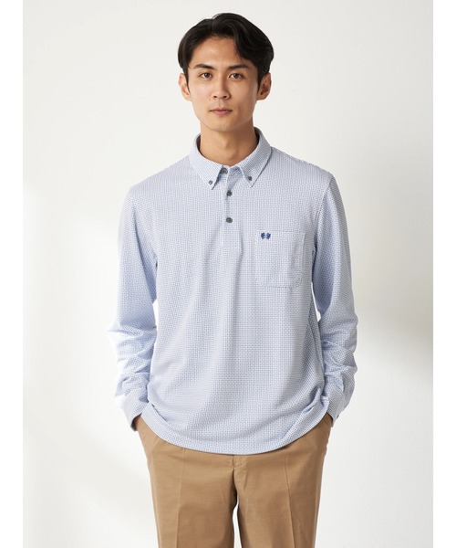 McGREGOR（マックレガー）の「メダリオンプリント長袖ポロ（ポロシャツ・メンズ・スモークピンク/ライトブルー・L/M/XL）」の2枚目の写真