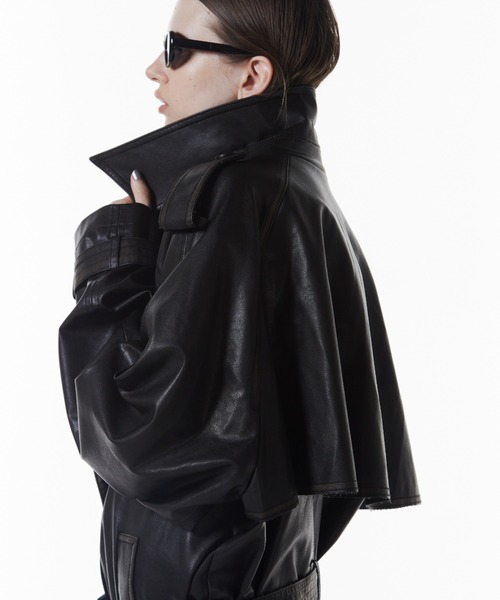 ジャケット・アウター Trench Style Blouson Tailored Wine Long Vegan Leather Jacket – FREYJA GLOBAL