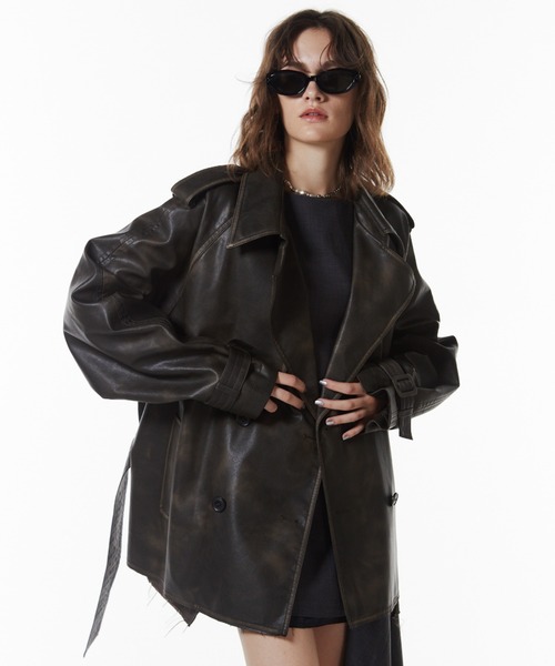 JOSE MOON（ジョゼムーン）の「FAUX LEATHER TRENCH JACKET/フォー