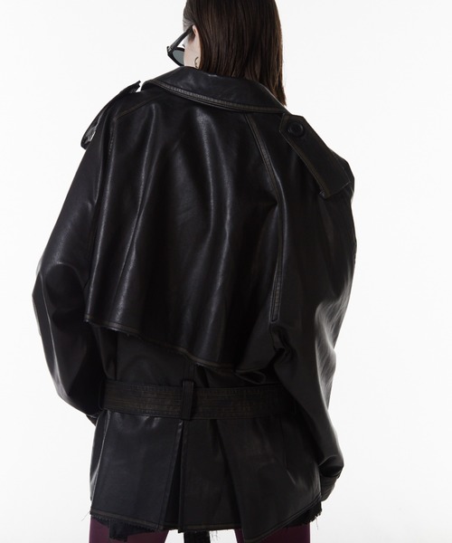 FAUX LEATHER TRENCH JACKET/フォーレザートレンチジャケット