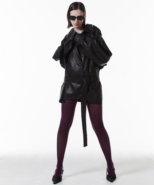 FAUX LEATHER TRENCH JACKET/フォーレザートレンチジャケット