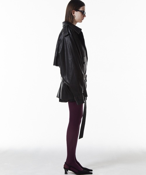 FAUX LEATHER TRENCH JACKET/フォーレザートレンチジャケット