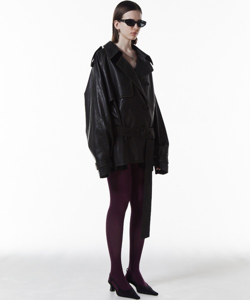 ジャケット・アウター FAUX LEATHER TRENCH JACKET FAUX LEATHER TRENCH JACKET/フォーレザートレンチジャケット